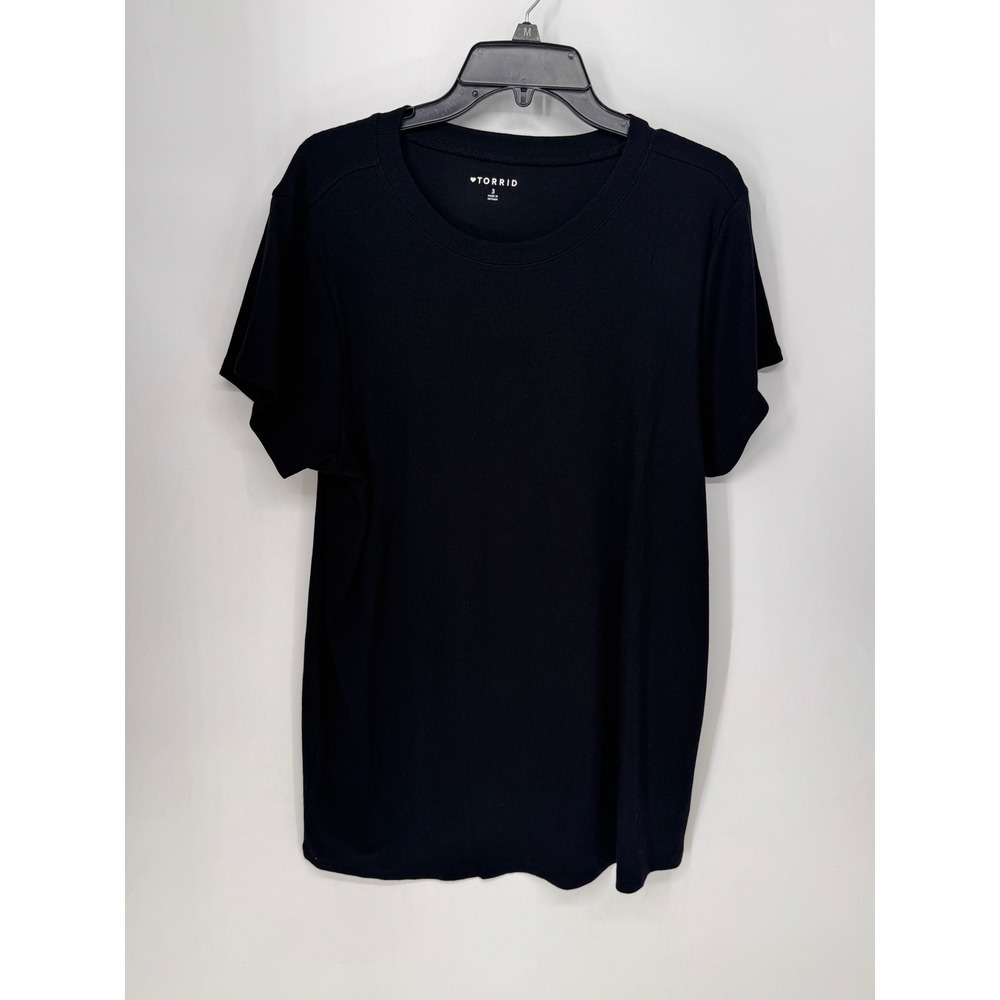 Torrid T-Shirt Women 3X Black NWT Heritage Rib Crew Neck Short Sleeve Tee